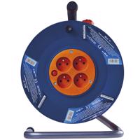 Prodlužovací kabel na bubnu 50 m / 4 zás. / s vypínačem / červený / PVC / 230V / 1,5 mm2