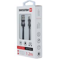 Kabel datový Swissten Textile USB / Lightning 1.2 m černý