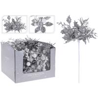 Květina na drátě 20cm 20cm silver 2as abj403050