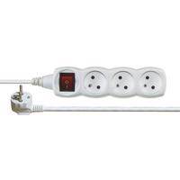 Prodlužovací kabel 2 m / 3 zásuvky / s vypínačem / bílý / PVC / 1 mm2