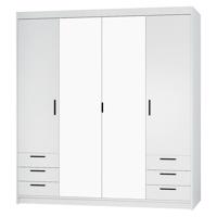 Skříň Elena 4D 6S bílá/zrcadlo