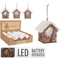 Vánoční ozdoba LED domek 7.5cm 3ass anm221890